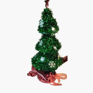 Tinsel Christmas Tree Balloon Weight Table Centerpiece  Star Snowflake Red Green